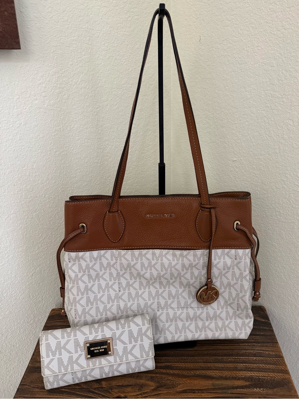 Michael Kors Marina Large Drawstring Tote + Matching Wallet Set